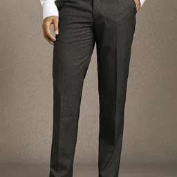 Louis Philippe Men Textured Flat Front Formal Trousers-picture-25