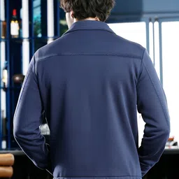 Campus Sutra Spread Collar Lightweight Cotton Open Front Jacket image 3