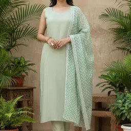 SZN Women Ethnic Motifs Regular Thread Work Kurta with Trousers & With Dupatta-picture-24