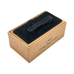 The Tie Hub Black Honeycomb Pattern Brass Tie Bar for Men-picture-43