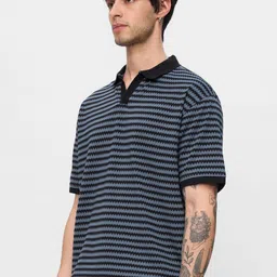 The Souled Store Men Striped Polo Collar T-shirt image 2