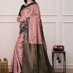 Vidula Fashion Woven Design Zari Border Banarasi Saree with Blouse Piece image 4