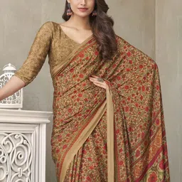 THE FASHION ATTIRE Floral Printed Banarasi Saree image 4