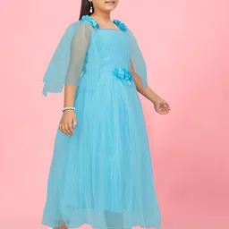 BAESD Girls Square Neck Net Gown Dress with Bow image 5