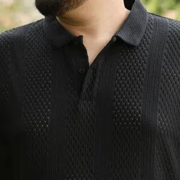 Instafab Plus Self Design Polo Collar Cotton T-shirt image 2