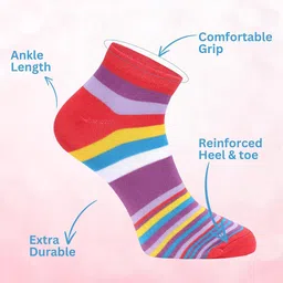 FABdon Pack Of 3 Striped Ankle-Length Socks image 3