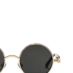 SPADEACES Unisex Kids Black Lens & Gold-Toned Round Sunglasses with image 4