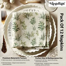 Vargottam 12-Pcs Off White & Green Printed Cotton Table Napkins image 4