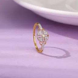 GIVA 14KT Yellow Gold Ray Diamond Ring, Fixed Size, Indian - 14-picture-37