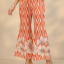 Libas Floral Printed Mandarin Collar Three-Quarter Sleeves Tunic & Palazzos image 5