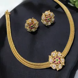 Rujve Jewellery Gold-Plated Artificial Stone Studded Jewellery Set image 2