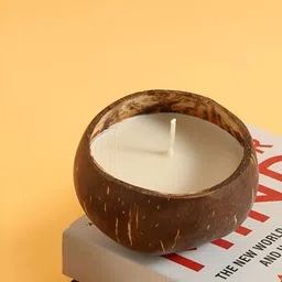 Eyaas Brown Choco Vanilla Scented Coconut Shell Non Toxic Diya Candle-image-62