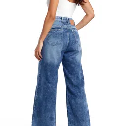 glitchez Women Wide Leg Heavy Fade Stretchable Jeans image 3