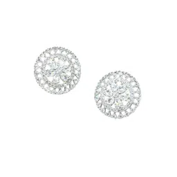 LA FILLE D'OR Silver-Plated Cubic Zirconia Studded Circular Studs image 5