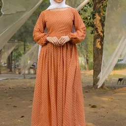 SARINKU Georgette Self Design Gathered or Pleated Fit and Flare Maxi Dress-picture-12