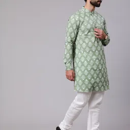 AKS Men Printed Indie Florals Anarkali Kurta image 3