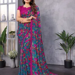 Moda Rapido Floral Printed Saree image 1