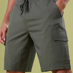 technosport Solid Men Green Cargo Shorts image 4