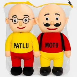 mahadev toys Motu Patlu Plush Toys with safty cover, Cartoon Characters Set of 2 30cm - 30 cm image 1