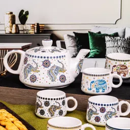 roxx Pack of 7 Ceramic Domino Tea Set-picture-39