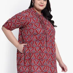 Indietoga Plus Size Geometric Printed Cotton Casual Tunic image 3