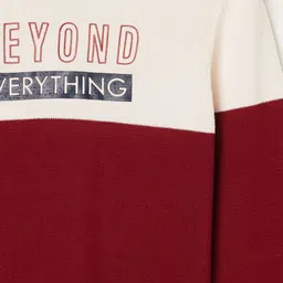 Fame Forever by Lifestyle Boys Maroon & White Colourblocked Cotton Pullover image 2