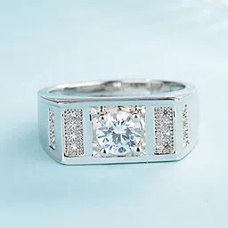 myki Limited Edition Adjustable Mens Rings MK- 117 Sterling Silver Cubic Zirconia Silver Plated Ring-picture-39