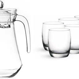 mdnsho Tableware Serving Desire Lemon Set, Water Jug with 6 Water Glass Jug Glass Set Jug Glass Set image 1