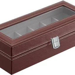 aashita shoppe Watch Storage Box Organiser with Faux Leather Finish Watch Box (Brown) Watch Box-picture-13