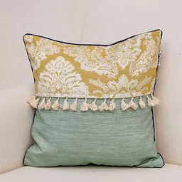 Ariana 2 Pcs Yellow & Blue Jacquard Square Cushion Covers image 2