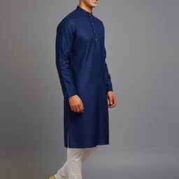 tibra collection Men Solid Cotton Blend Straight Kurta image 3