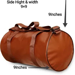 lesser 25 L Gym Duffel Bag - Stylish design Brown leather gym and travel kit bag 25ltr - Brown-picture-25