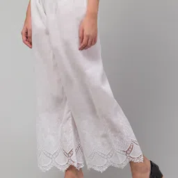 unifystyle Women Relaxed White Cotton Blend Trousers image 5