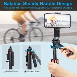 Adofys KS-10 wireless bluetooth Extendable tripod+selfie stick Tripod (Black, Supports Up to 500 g) Tripod image 2