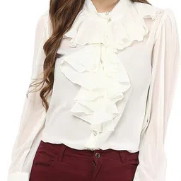 la zoire Women Regular Fit Solid Mandarin Collar Formal Shirt-picture-23