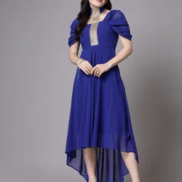 aayu Women Asymmetric Dark Blue Ankle Length Dress-picture-41