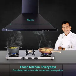 wonderchef Power Elite 60 cm Auto Clean Wall Mounted Black 1050 CMH Chimney image 2
