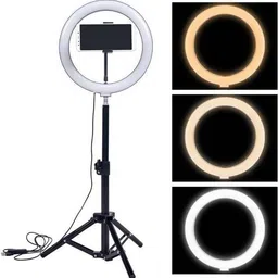 VIJYIUONCS Foldable Tripod with Remote, Dimmable 3-Modes LED Ring Light Ring Flash-picture-40
