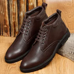 louis stitch Italian Leather Brown High Ankle Chukka Boots for Men (WBND_BB) Boots For Men image 2