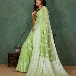 eeza Woven, Embellished Banarasi Georgette Saree image 2