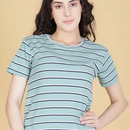 V-Mart Striped Round Neck T-shirt-image-96