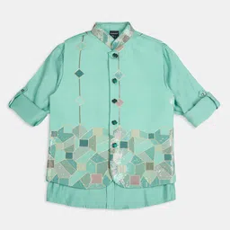 CHARCHIT Boys Ethnic Printed Nehru Jacket with Shirt-picture-18