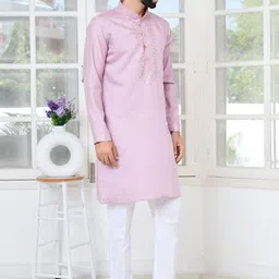 See Designs Men Woven Design Woven Design Cotton Kurta with Pyjama image 2