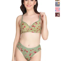 Liigne Pack Of 4 Women Everyday Printed Padded Bra Pure Cotton Lingerie Set-picture-25