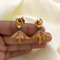 SUNERAA Gold-Plated Artificial Stones Studded Contemporary Drop Earrings-picture-22