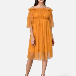 VANGULL Women Off-Shoulder Tulle Empire Dress-image-10