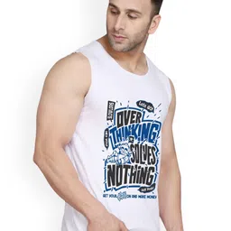 SLOWLORIS Pack Of 2 Printed Round Neck Bio-Wash Sleeveless Cotton Gym Vests image 3