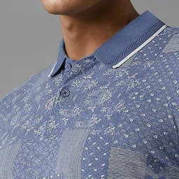 Louis Philippe Jeans Men Abstract Printed Polo Collar Cotton Slim Fit T-Shirt image 2