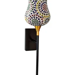 Devansh Multicoloured & Multicoloured Textured Glass Traditional Abstract Shaped Shaped Wall Lamp-picture-33