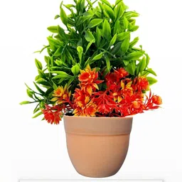 Dekorly Set of 8 Plastic Artificial Flowers & Plants With Pot image 2